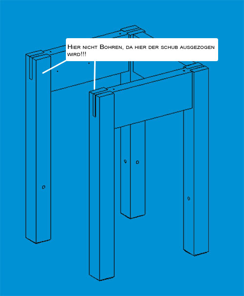 Bohrungen für die hintere Zarge